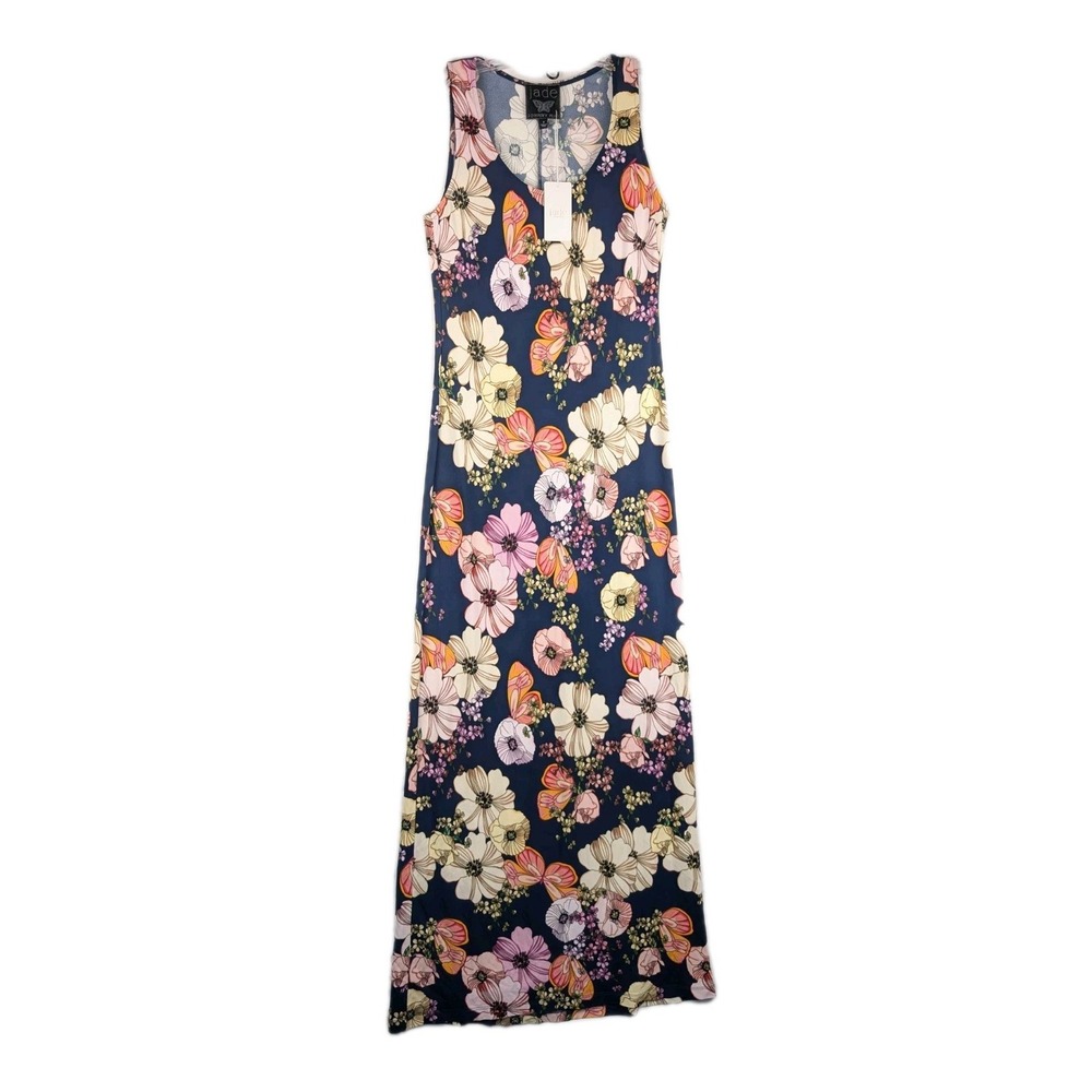 Jade By Johnny Was Khai Tank Maxi Dress Womens Small Rosabelia Blue Floral